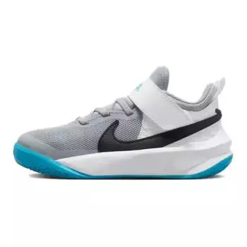 Nike Team Hustle D 10 Серо-голубая молния (PS) Детские кроссовки Белый Волк-Серый Черный CW6736-104 28