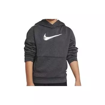 Nike Вышитый пуловер с капюшоном для детей, топы, черный, серый FD3893-010 L