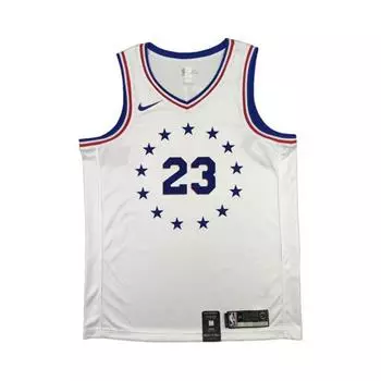 Nike X Коллаборация НБА Филадельфия 76ерс Свингмен Фан Эдишн Джимми Батлер Джерси без рукавов Мужская майка Белый BQ1173-104 S