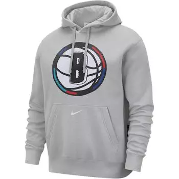 Nike X NBA Brooklyn Nets Club FW24 City Edition Series Удобная толстовка с капюшоном Мужские толстовки Flat-Silver White FZ0588-007 S