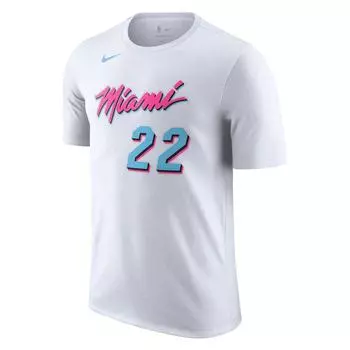 Nike X НБА Майами Хит SS25 2024/25 City Edition Модная футболка с круглым вырезом, мягкая спортивная футболка с коротким рукавом, мужская футболка, белая IB5348-100 L