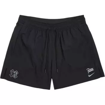 Nike X Patta SS24 Logo Comfort Уличные повседневные шорты со средней талией на эластичной резинке на шнурке Брюки унисекс Черные FJ3064-010 L