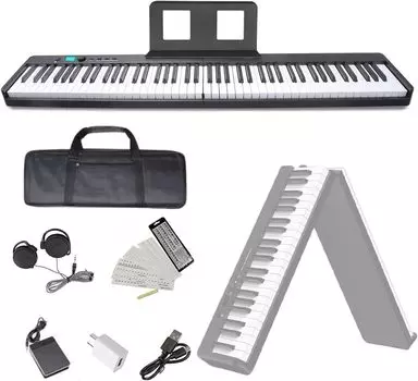 NikoMaku электронное пианино 88 клавиатур складное черное того же размера, что и MIDI Soft Keyboard наушники для занятий в комплекте пианино SWAN-X, компактное,
