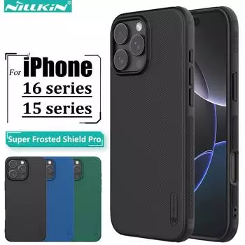 Nillkin Case for iPhone 16 Pro Max / 15 Pro / 16 / 15 Plus, Slim PC+TPU Anti-Scratch Fingerprint Proof Phone Protective Cover For iPhone 14 Pro чёрный