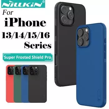 Чехол NILLKIN для iPhone 16 Pro Max 15 Pro Max Frosted Shield Pro, защитный чехол из ПК+ТПУ для iPhone 14 13 серии For iPhone 15 чёрный