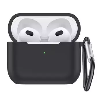 NIMASO AirPods 3 Case 2021 3rd Generation Dedicated Cover Airpods Silicone Protection with Carabiner Wireless Charging Compatible NEC21J357 (Black)