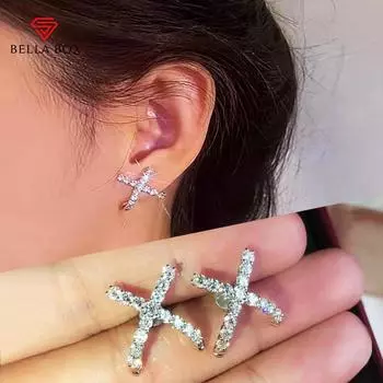 Нишевые серьги-гвоздики с крестом X для женщин, дизайн в иностранном стиле, модные серьги для ежедневных поездок a pair платиновый