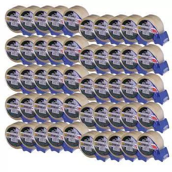 Nitoms Thick Transparent Packing Tape with Cutter 50mm x 50m J6160 50 rolls PK-3900CT