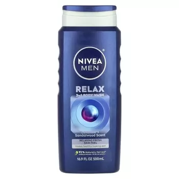 Nivea, Men s, 3 in 1 Body Wash, Relax, Lavender + Sandalwood, 16.9 fl oz (500 ml)