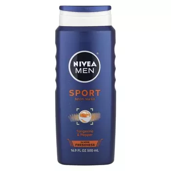 Nivea, мужской спортивный гель для душа, мандарин и перец, 16,9 жидких унций (500 мл)