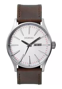 Nixon A105 Sentry 42 мм нержавеющая кожа кварцевый механизм часы один размер мужские серебристо-коричневый