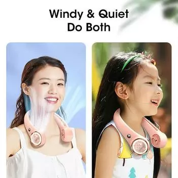 Niye 2024 Neck Fan Cooling Rechargeable Air Conditioning Fans Air Cooler 2000mAh Air Conditioner 3 Speed for Sports Summer розовый