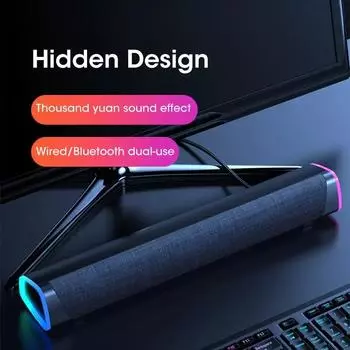 Niye проводной USB + беспроводной Bluetooth 5.0 динамик RGB светящаяся полоса портативный стерео компьютер ноутбук 3D объемный динамик плеер Speaker