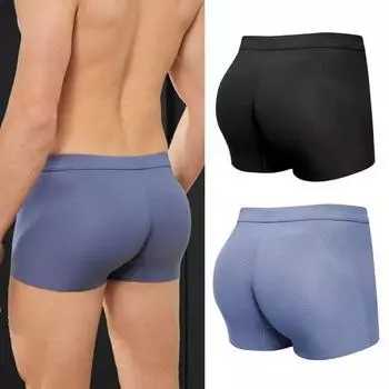 Нижнее белье Fake Ass с 3D-дизайном, эффектом отсутствия следов, средней посадки, однотонные трусы-боксеры U-образной формы, эргономичные XL синий