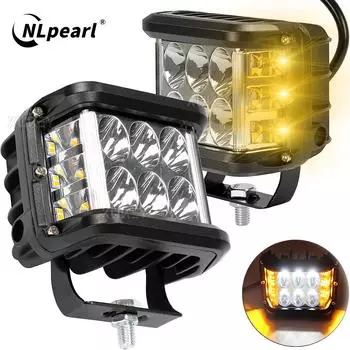 NLpearl 4 светодиодный рабочий фонарь с двумя боковыми стрелками, белый и янтарный стробоскопический фонарь для бездорожья, проблесковый маячок для автомобиля, грузовика, пикапа, лодки, внедорожника