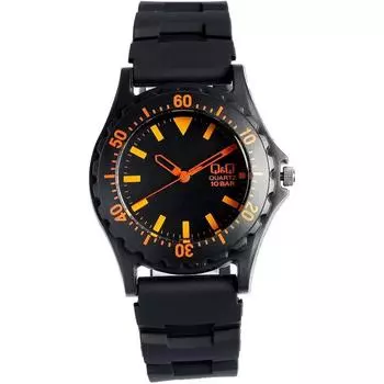 No CITIZEN Q Q [Citizen Q Q] CITIZEN Q Q Watch Analog Display Color Watch Rubber Black Orange Diver s Design Men s Women s Kids