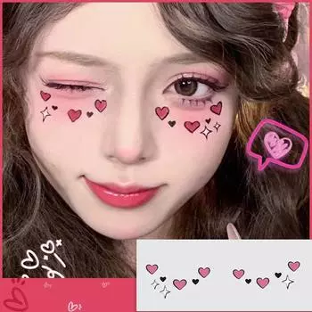 No Irritation Face Tattoo Stickers Disposable Waterproof Decorative Stickers Sweatproof Environmentally Blush Face Patch Girl