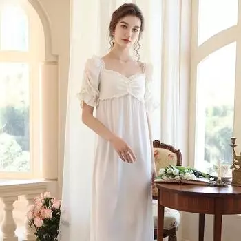 Ночная рубашка Ice Silk Sling, женская летняя новая свободная тонкая пижама с короткими рукавами, французская принцесса, чистое желание, домашняя одежда, верхняя одежда S бежевый