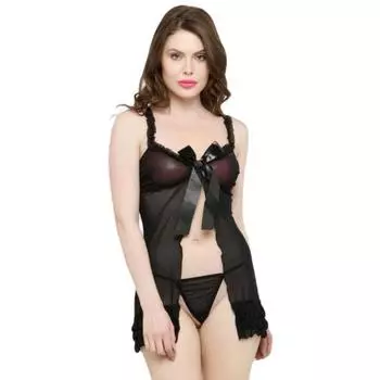 Ночная рубашка Ladysta Baby Doll свободного размера FREE SIZE ( S, M, L) чёрный