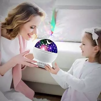 Ночник-проектор, звездное небо, ночник, проектор, детская лампа, декор, вращающийся звездный детский проектор, Луна, Галактика, настольный светильник