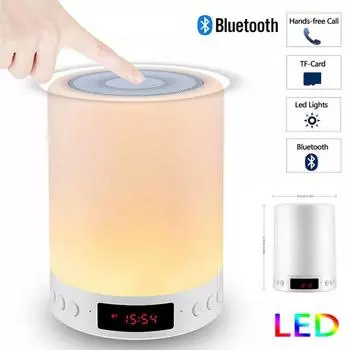 Ночник с Bluetooth-динамиком Портативный беспроводной TF-карта Будильник Bluetooth-динамик Сенсорное управление Цветная светодиодная прикроватная настольная лампа