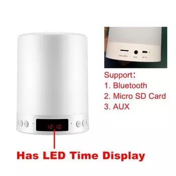 Ночник с Bluetooth-динамиком Портативный беспроводной TF-карта Будильник Bluetooth-динамик Сенсорное управление Цветная светодиодная прикроватная настольная лампа