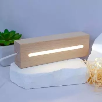 Ночник с USB Plug-Play, без мерцания, неослепляющий, энергосберегающий, на деревянной основе, светодиодный декор прикроватной лампы A White Light.