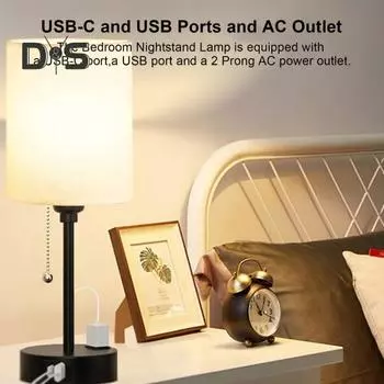 Ночник с USB-портом, регулируемой яркостью, 3 цветовыми температурами, защитой глаз от мерцания, светодиодный светильник для чтения, ночник US Plug белый