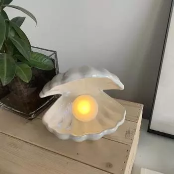 Ночник в форме ракушки lamparas de mesa para el dormitorio, жемчужные украшения, candeeiro lampe, столик для свадьбы, девушка белый