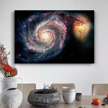 Ночное звездное небо, холст, картина, космическое пространство, настенные художественные фотографии для украшения дома, галактика, звезды, облака, печать плакатов, без рамы