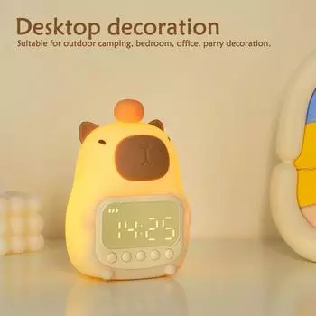 Ночной светильник Capybara для детей, будильник, ночник, милая форма, зарядка, таймер, повтор, освещение, украшение для рабочего стола, детский подарок