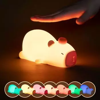 Ночной светильник Capybara LED Squishy Animal Lamp Регулируемая яркость с таймером Kawaii Детские ночники для декора детской комнаты