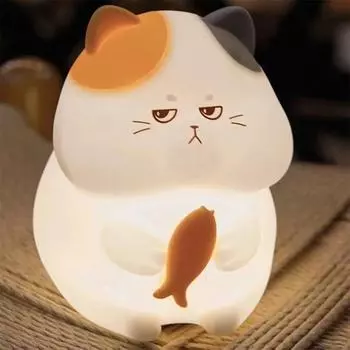 Ночной светильник Greedy Cat с USB-перезаряжаемым теплым и RGB-светильником для детской комнаты, беспроводные ночные светильники Kawaii для декора детской комнаты