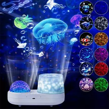 Ночной светильник-проектор Galaxy Starry с USB-перезаряжаемым цветным вращающимся ночником для детей и младенцев, рождественский подарок USB Plug