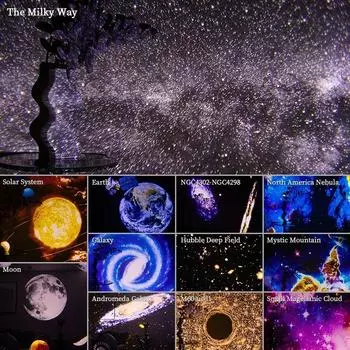 Ночной светильник с фокусировкой HD, проекционная лампа Star Galaxy, вращающаяся на 360°, планетарная лампа для детской спальни, подарок на День святого Валентина USB Plug