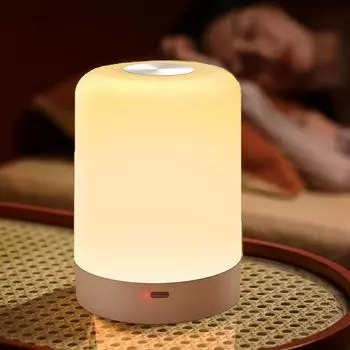 Ночной светильник USB LED Настольный с выключателем Перезаряжаемый трехцветный светильник для кухни, прихожей, шкафа, спальни, домашний сенсорный ночник 1200mAh