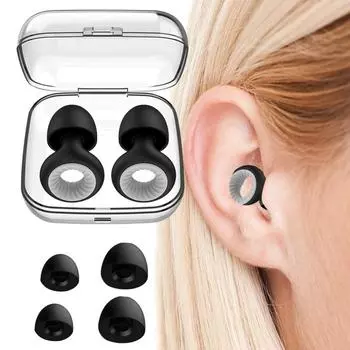 Noise Reduction Earplugs Water-proof Reusable Soft Silicone Ear Plugs With Storage Box For Showering Swimming Surfing Sleeping Learning чёрный/белый