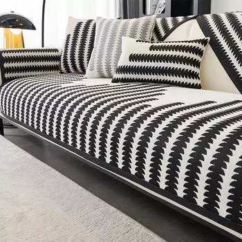 Non-slip Chenille Sofa Mat Cover Universal Wheat Pattern Sofa Cushion Towel for Living Room Couch Armrest Backrest Slipcover A 70x70
