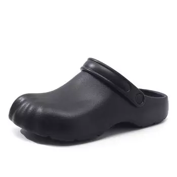 Non-slip kitchen shoes men s summer new large size 47EVA casual bag head shoes ugly cute five-toed half-support sandals 40-41 чёрный