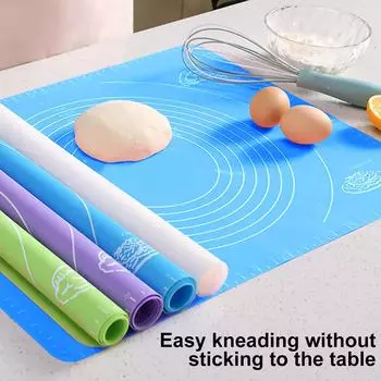 Non-slip Silicone Mat with Scale Thicken Non-stick Pastry Pad Board Fondant Pie Placemat, Purple, Random Pattern 50x40cm 50x40cm