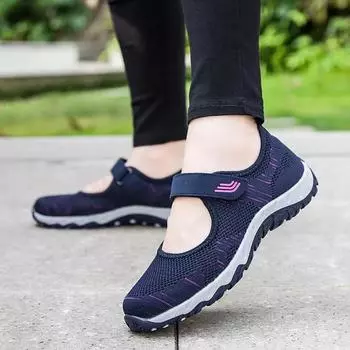 Non-slip Soft Mom Sneakers 2025 Summer Breathable Mesh Travel Casual Shoes for Women Comfort Lightweight Flat Sport Shoes 35
