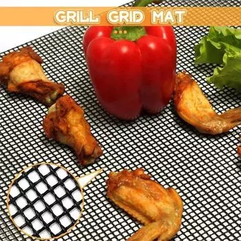 Non-stick Barbecue Mesh Mat Reusable Heat Resistance BBQ Baking Net Pad Kitchen Cooking BBQ Mat Liner Accessorie