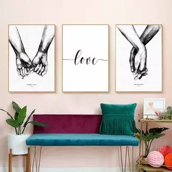 Nordic Back White Sweet Love Wall Art Холст Плакат Минималистичный принт LOVE Quote Картина Настенная картина для украшения гостиной 21cm30cm No Frame