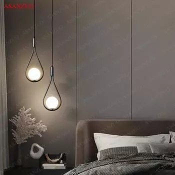 Nordic bedroom bedside hanging lamp simple home decor Glass ball brass pendant lighs Restaurant Bar Kitchen Island Light fixture Warm white