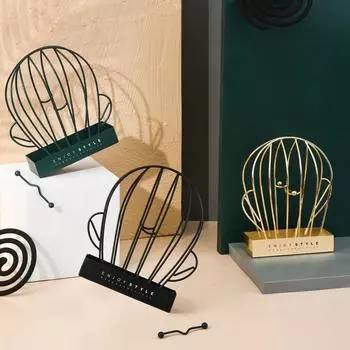 Nordic Cactus Shape Gold Iron Art Подставка для благовоний, ароматерапевтическая пластина, инструмент для украшения дома, свеча, благовония, катушка золотой