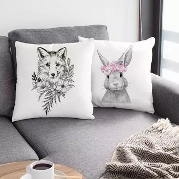 Nordic Cartoon Printing Geometric Animal Pillow Sofa Sofa Bedroom Hotel Car Friend Gift Decoration Polyester Cushion Cover 450mm*450mm