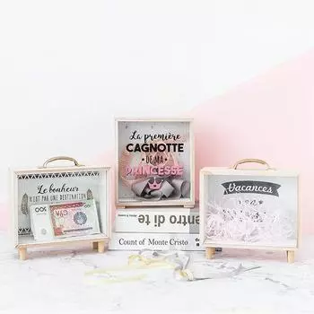 Nordic Creative Design Wooden Piggy Bank Large-Capacity Children s Cartoon Savings Box Coin Storage Desktop Decoration Ornaments