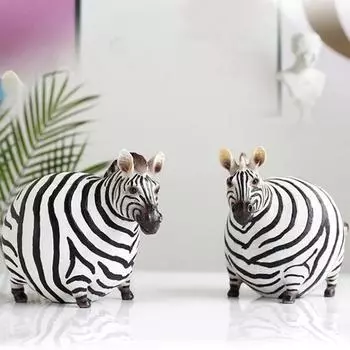 Nordic Creative Resin Cute Fat Zebra Фигурка Животное Статуэтка Скульптура Украшения для Изучения Настольные Изделия Художественное Украшение Статуэтка