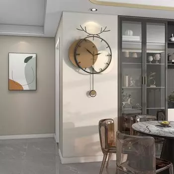 Nordic deer head decorative wall clock living room entrance background clock wall hanging home modern simple fashion art clock