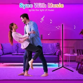Nordic Dimmable Floor Lamp Color Changing Corner Standing LED Bar Lights RGB Mood Lighting for Bedroom Gaming Living Room Decor